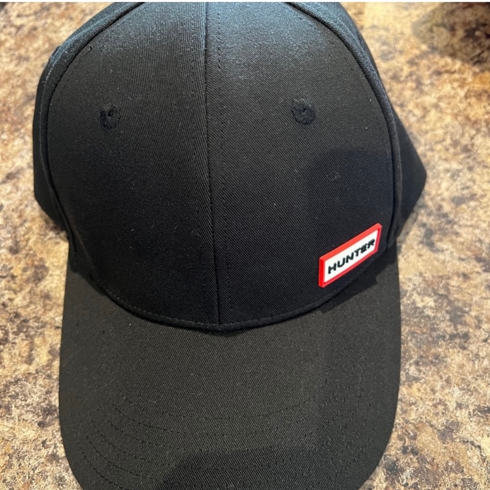 Hunter Black Baseball Cap with Red & White Logo
